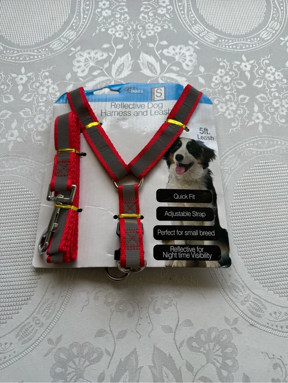 Dukes Reflective Red Dog Harness and Leash Set - Small 5Ft Leash Brand New
